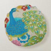 カラフル孔雀と花 ラウンドクッション (裏面)