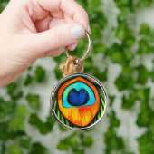 カラフル孔雀の火の絵画鳥 キーホルダー (手)