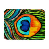 カラフル孔雀の火の絵画鳥 マグネット (横)