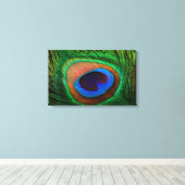 カラフル孔雀の羽毛イメージを使用したキャンバス印刷 キャンバスプリント (インサイチュ (ウッドフロア))