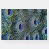 カラフル孔雀の羽金ゴールド結婚フォント ゲストブック (裏面)