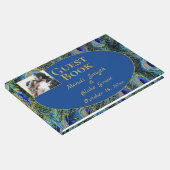 カラフル孔雀の羽金ゴールド結婚フォント ゲストブック (コーナー)