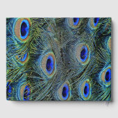 カラフル孔雀の羽金ゴールド結婚フォント ゲストブック (裏面)