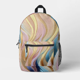カラフル孔雀の羽 プリントバックパック