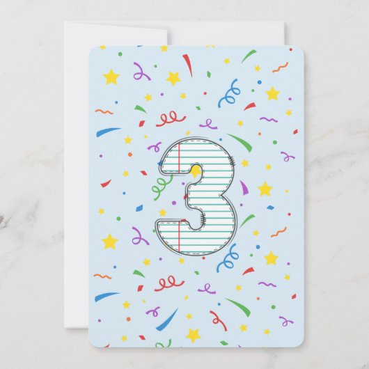 カラフル学校をテーマにした誕生日パーティー 招待状 (裏面)