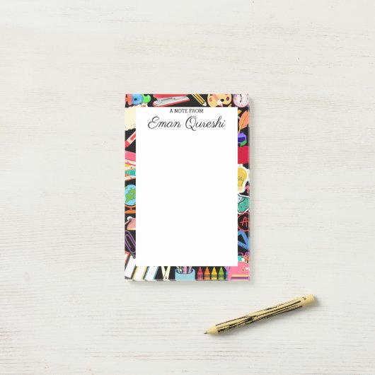 カラフル学校用品パーソナライズされた先生 ポストイット (デスク上)