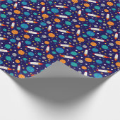 カラフル宇宙アドベンチャーキッズパターン – ロケット弾， P ラッピングペーパー (角)