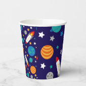 カラフル宇宙アドベンチャーキッズパターン – ロケット弾， P 紙コップ (左)