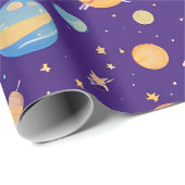 カラフル宇宙パターン（惑星、星） ラッピングペーパー (ロールコーナー)