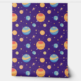 カラフル宇宙パターン（惑星、星） 壁紙
