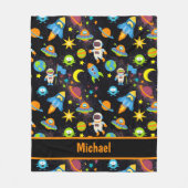 カラフル宇宙ブラック フリースブランケット (正面)