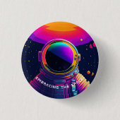 カラフル宇宙ボタンの採用 缶バッジ (正面)
