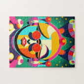カラフル宇宙人ポップ・アートの芸術 ジグソーパズル (横)