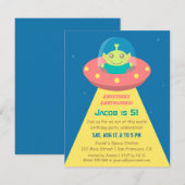 カラフル宇宙人宇宙バースデーパーティー 招待状 (正面/裏面)