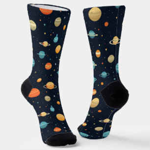 カラフル宇宙惑星パターン ソックス