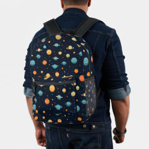 カラフル宇宙惑星パターン プリントバックパック