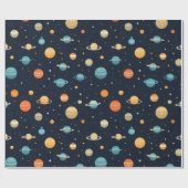 カラフル宇宙惑星パターン ラッピングペーパー (フラット)