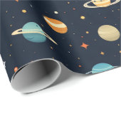 カラフル宇宙惑星パターン ラッピングペーパー (ロールコーナー)
