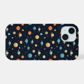 カラフル宇宙惑星パターン iPhone 15ケース (裏面横)