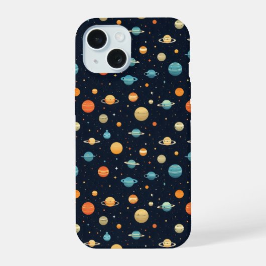 カラフル宇宙惑星パターン iPhone 15ケース (裏面)