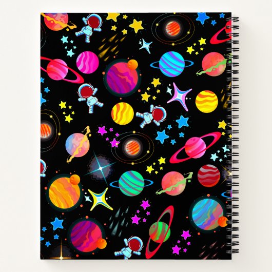 カラフル宇宙惑星銀河系星パターン ノートブック (裏面)