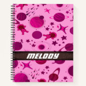 カラフル宇宙惑星銀河系星パターン ノートブック (正面)