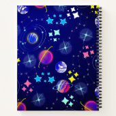 カラフル宇宙惑星銀河系星パターン ノートブック (裏面)