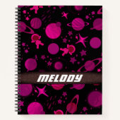 カラフル宇宙惑星銀河系星パターン ノートブック (正面)