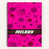 カラフル宇宙惑星銀河系星パターン ノートブック (正面)