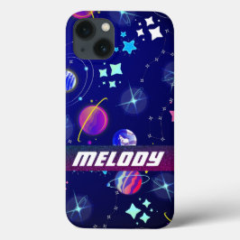 カラフル宇宙惑星銀河系星パターン iPhone 13ケース