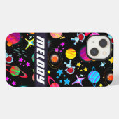 カラフル宇宙惑星銀河系星パターン iPhoneケース (裏面横)