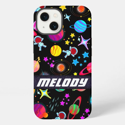 カラフル宇宙惑星銀河系星パターン iPhoneケース (裏面)