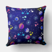 カラフル宇宙惑星銀河系星ブルー クッション (裏面)