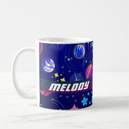 カラフル宇宙惑星銀河系星ブルー コーヒーマグカップ