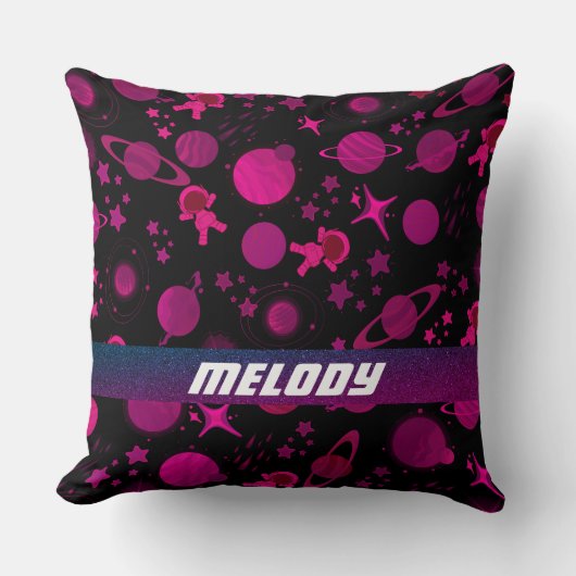 カラフル宇宙惑星銀河系星模様 クッション (正面)