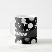 カラフル宇宙惑星銀河系星模様 コーヒーマグカップ (正面左)