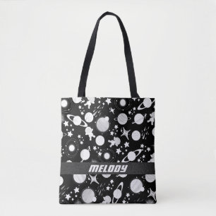 カラフル宇宙惑星銀河系星模様 トートバッグ