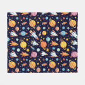 カラフル宇宙探索パターン フリースブランケット (正面(横))