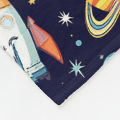 カラフル宇宙探索パターン フリースブランケット (角)