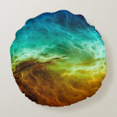 カラフル宇宙星雲の背景，抽象芸術，星雲 ラウンドクッション (裏面)