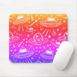 カラフル宇宙船パターン マウスパッド