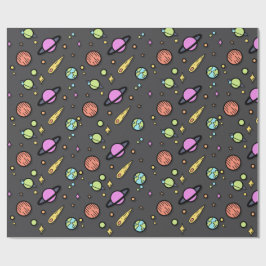 カラフル宇宙落書きラッピングペーパー ラッピングペーパー