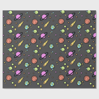 カラフル宇宙落書きラッピングペーパー ラッピングペーパー
