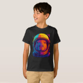 カラフル宇宙飛行士のカピバラ メンズW Tシャツ (正面フル)