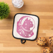 カラフル宇宙飛行士子猫 鍋敷き (トップダウン)