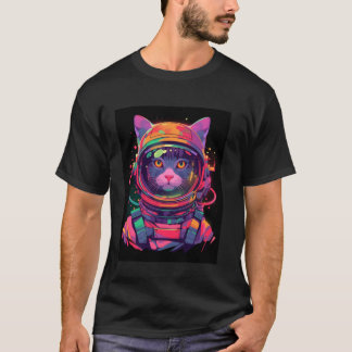 カラフル宇宙飛行士猫 1 Tシャツ