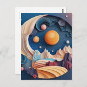 カラフル宇宙3D効果背景 ポストカード (正面/裏面)