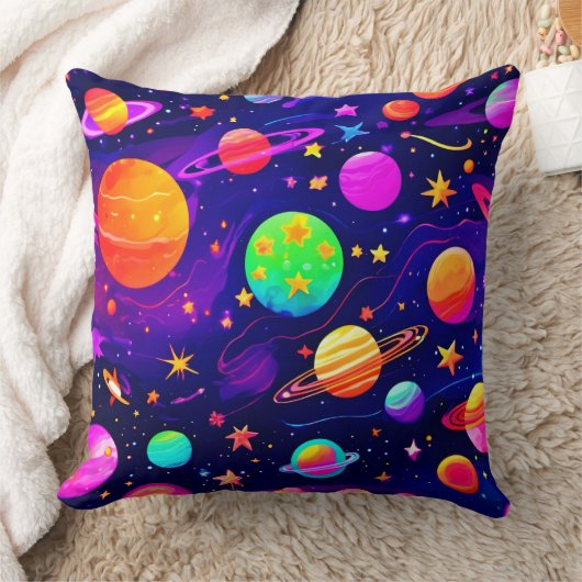 カラフル宇宙 クッション (ブランケット)