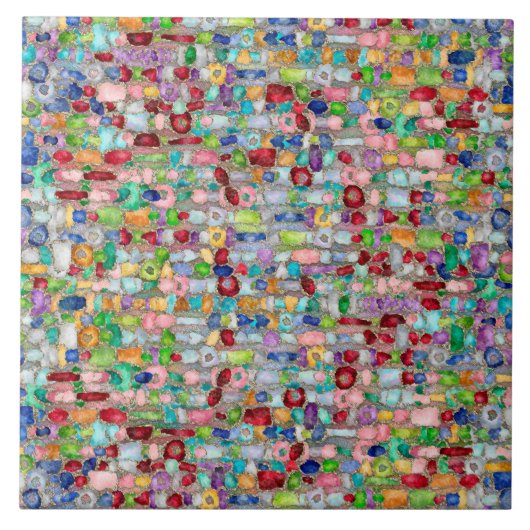 カラフル宝石結晶群 タイル (正面)