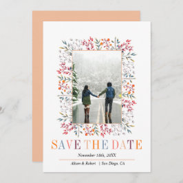 カラフル実と葉の縁ど桃 セーブザデート